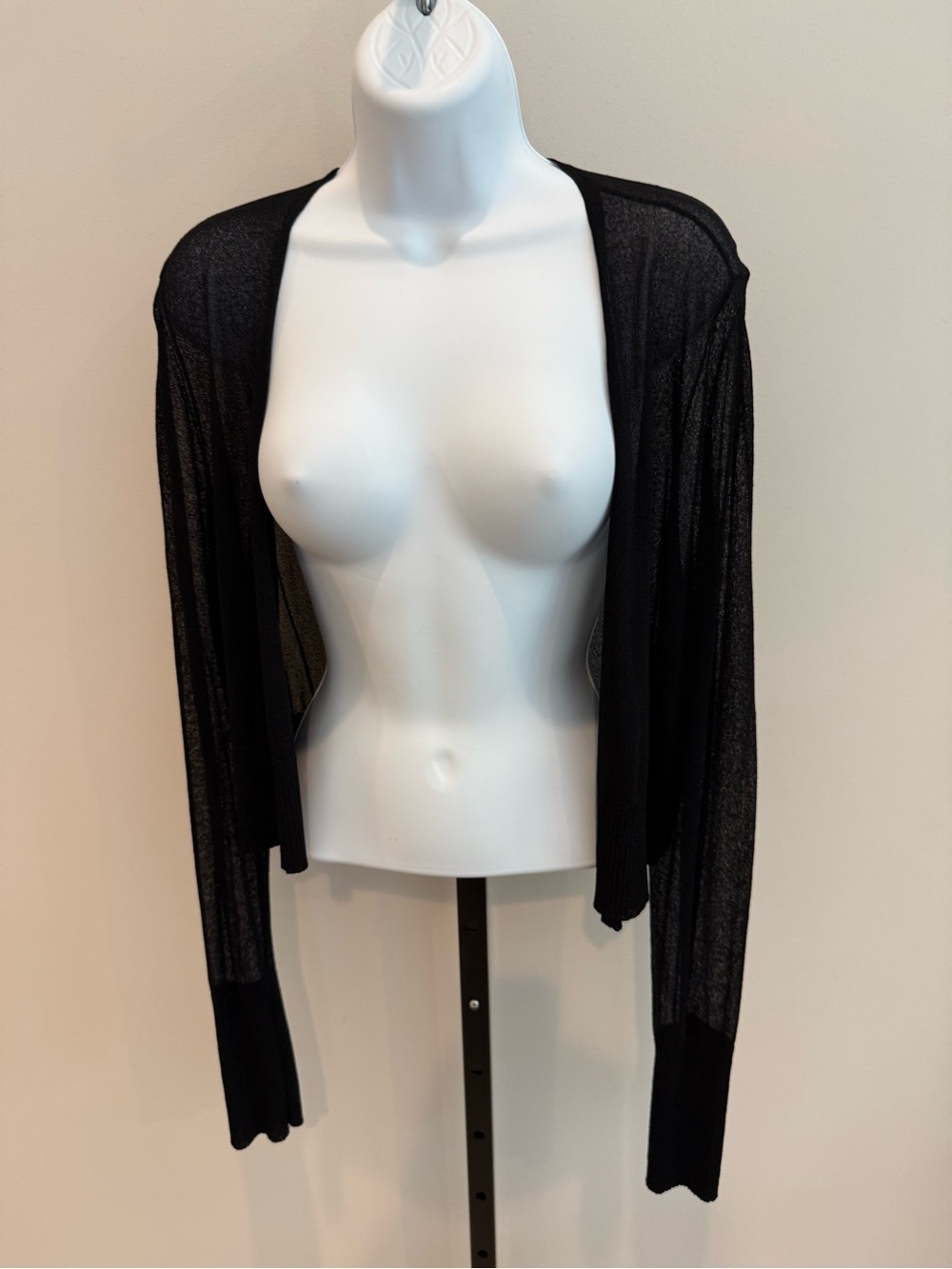 Eileen Fisher Sheer Black Lightweight Open-Front Women’s Sweater Cardigan